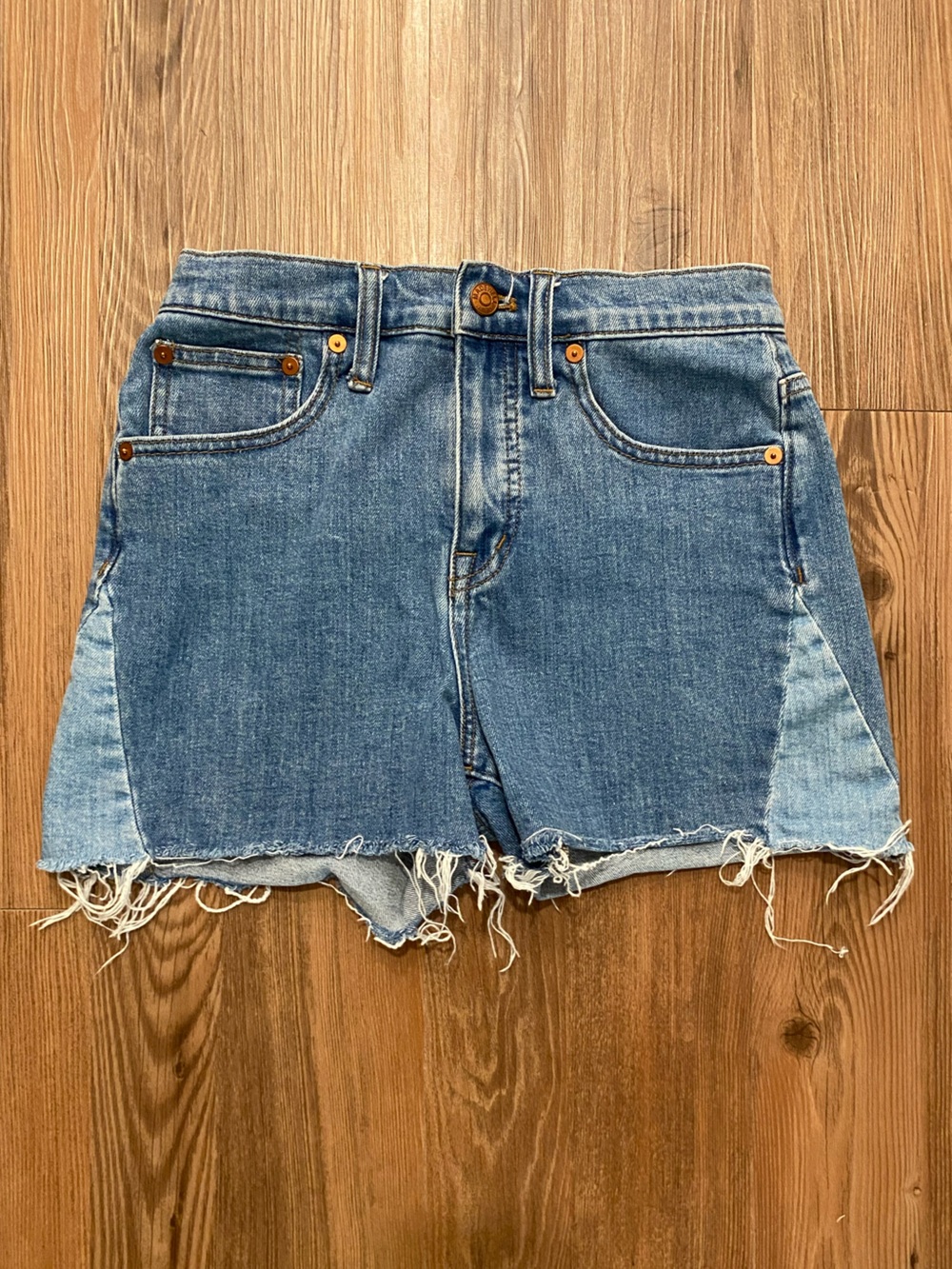Madewell Blue Denim Shorts with Light Blue Side Panel